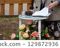 Beautiful wedding floral scenery. Beautiful wedding floral scenery 129872936