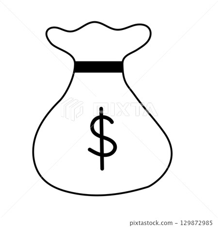 Dollar money bag simple monochrome icon Money, bag, payday 129872985