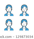 Female operator 4 facial expressions 129873034