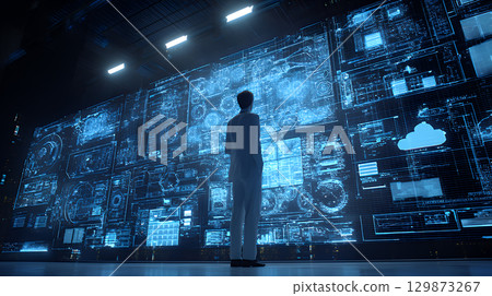 composite image of rear view of businessman standing composite image of rear view of businessman standing 129873267