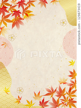 秋葉和日本圖案日本紙背景 129873419