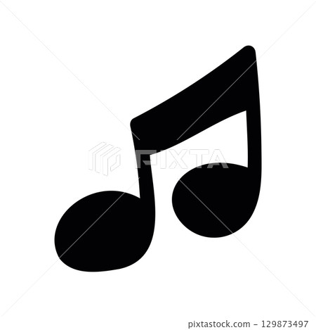 Simple black vector icon with a theme musical note 129873497