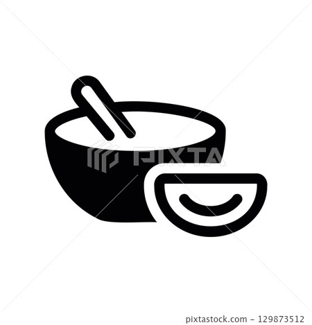 Simple black vector icon with a theme healthy breakfast 129873512