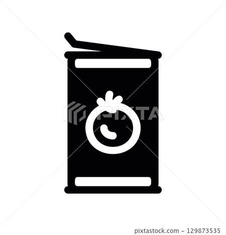 Simple black vector icon with a theme canned tomato Simple black vector icon with a theme canned tomato 129873535