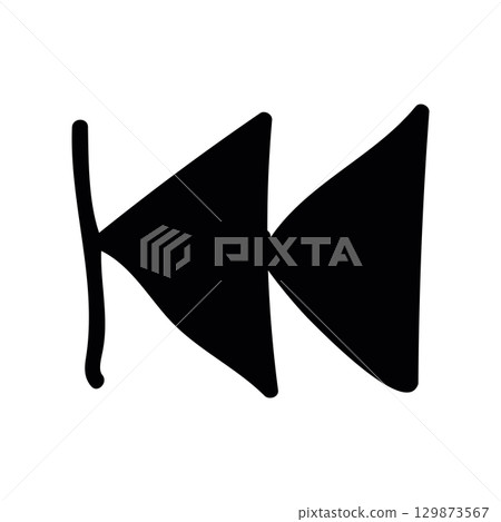 Simple black vector icon with a theme player, previous button 129873567