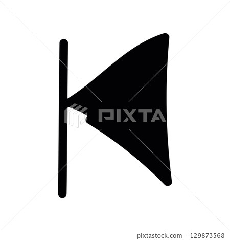 Simple black vector icon with a theme play button, rewind button 129873568