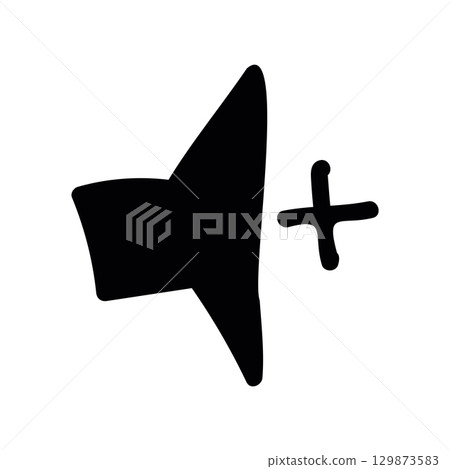 Simple black vector icon with a theme volume up Simple black vector icon with a theme volume up 129873583