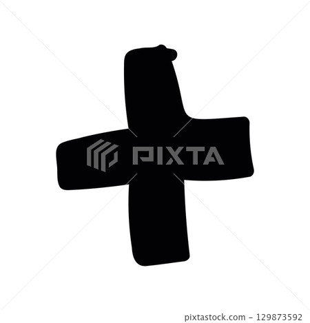 Simple black vector icon with a theme plus, add Simple black vector icon with a theme plus, add 129873592