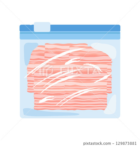 Pork belly in a freezer bag illustration Pork belly in a freezer bag illustration 129873881