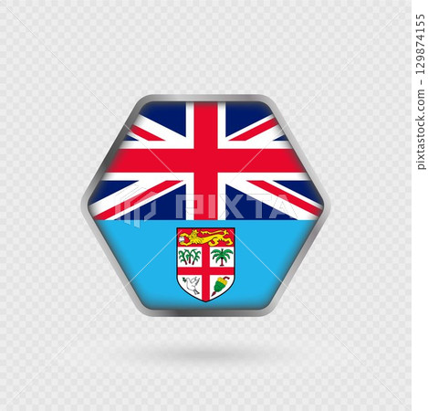 Fiji flag in a hexagon frame. 129874155