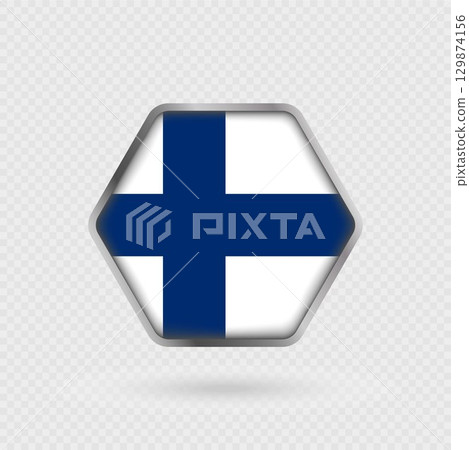Finland flag in a hexagon frame. Finland flag in a hexagon frame. 129874156