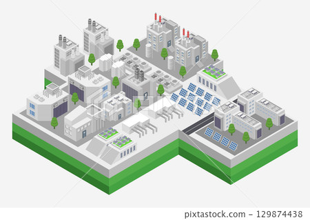 Isometric solar power plant 129874438