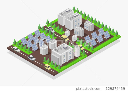 Isometric solar power plant 129874439