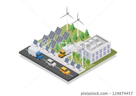 Isometric solar power plant 129874457