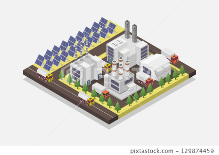 Isometric solar power plant Isometric solar power plant 129874459