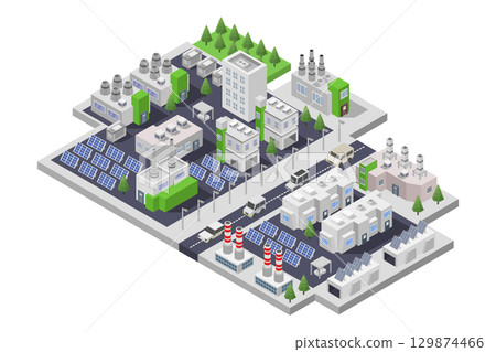 Isometric solar power plant 129874466