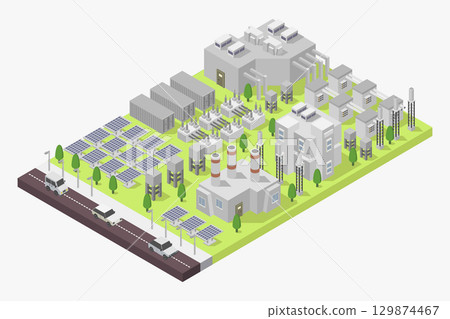 Isometric solar power plant 129874467