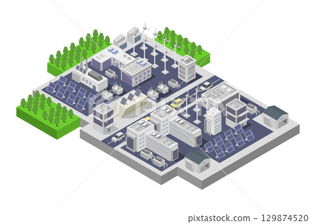 Isometric solar power plant Isometric solar power plant 129874520