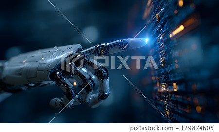 robot working on servers robot working on servers 129874605