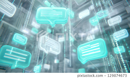 composite image of blue matrix 129874673