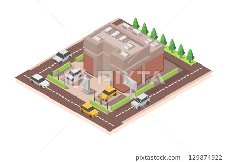Isometric showroom Isometric showroom 129874922