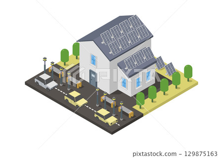 Isometric eco-friendly house 129875163