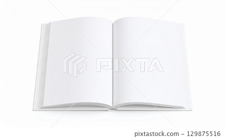 Opened book with blank empty pages mockup template Opened book with blank empty pages mockup template 129875516