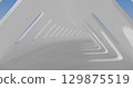 3d rendering. Concrete construction. A long corridor with holes on the sides into which light breaks through. Interior illustration 129875519