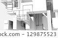3d rendering. Abstract image of black and white cubic shapes in space. Futuristic illustration with sci fi elements. 129875523