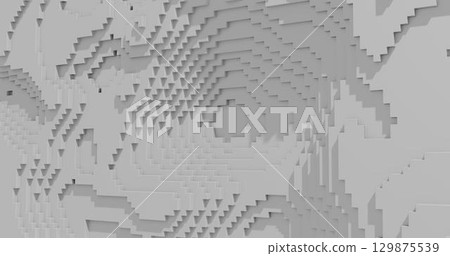 3d rendering. White cubic embossed surface with shadows. Abstract background for your design. 129875539