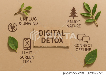 Digital detox encourages unplug and unwind to...-插圖素材 [129875725] - PIXTA圖庫