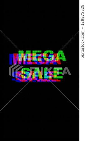 Glitch Text Mega Sale Design in Neon Red, Green, Blue for Modern Y2K Aesthetic 129875829