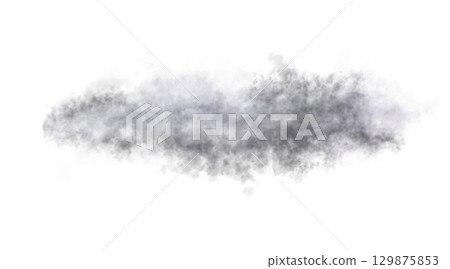 Dense black steam or smoke cloud isolated on transparent background realistic heavy vapor or pollution texture effect 129875853