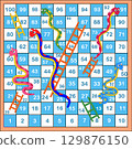 Ladder snakes game,Funny frame for children.Vector illustrations. 129876150