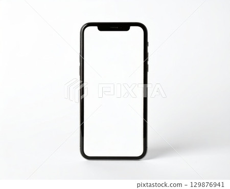 Smartphone with blank white screen mock up over white background 129876941