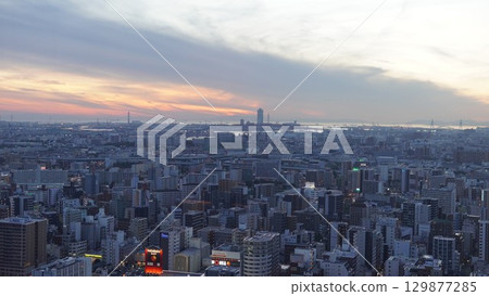 日本大阪城市夜景 日本大阪城市夜景 129877285