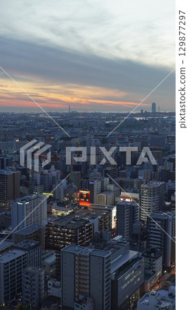 日本大阪城市夜景 日本大阪城市夜景 129877297