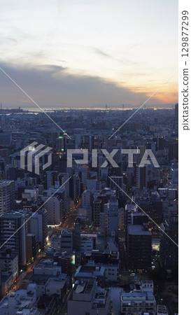 日本大阪城市夜景 日本大阪城市夜景 129877299