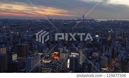 日本大阪城市夜景 129877306