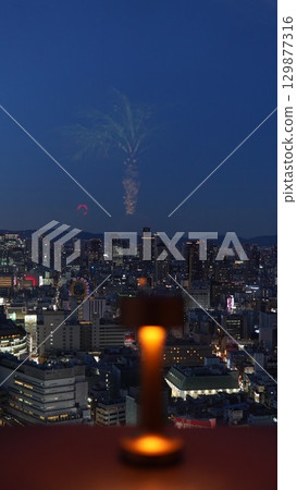 日本大阪城市夜景 129877316