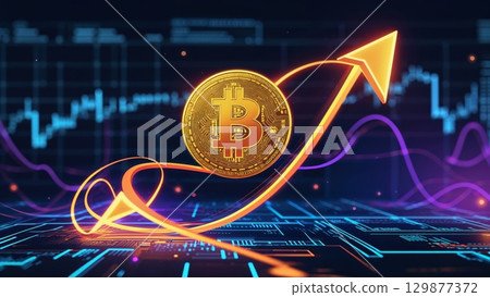 Bincoin and crypto market rapic bull growth background, cryptocurrency price rocket launch to the moon concept Bincoin and crypto market rapic bull growth background, cryptocurrency price rocket launch to the moon concept 129877372