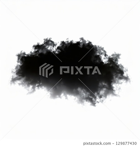 Black cloud shape over white background, single black cloud 129877430