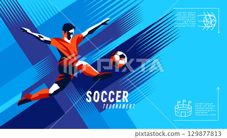 Vibrant football illustration with geometric player silhouette and abstract brush stroke background. Vibrant football illustration with geometric player silhouette and abstract brush stroke background. 129877813