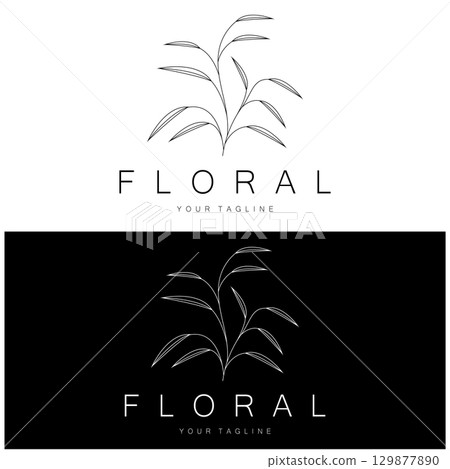 Elegant floral and leaf frame. Delicate botanical vector illustration for labels, spas, corporate identity, and wedding invitations Elegant floral and leaf frame. Delicate botanical vector illustration for labels, spas, corporate identity, and wedding invitations 129877890