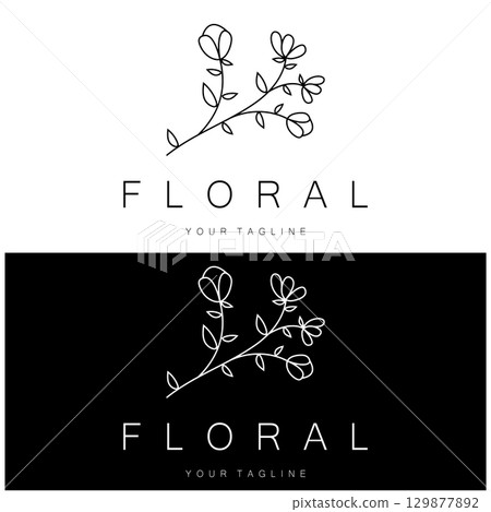 Elegant floral and leaf frame. Delicate botanical vector illustration for labels, spas, corporate identity, and wedding invitations Elegant floral and leaf frame. Delicate botanical vector illustration for labels, spas, corporate identity, and wedding invitations 129877892