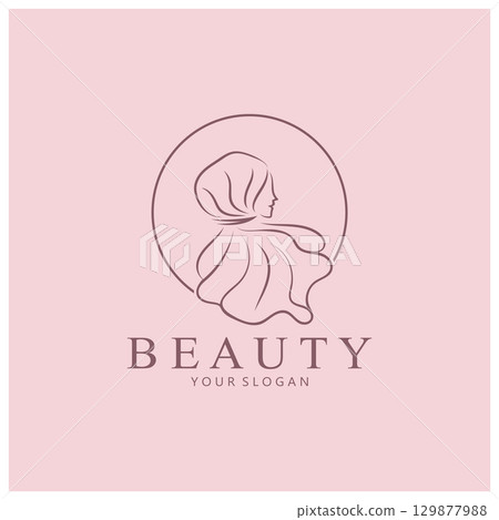 muslimah hijab logo template vector illustration design-vector 129877988