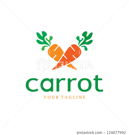 Carrot Illustration Creative Design Carrot Agricultural Product Logo Icon, Carrot Processing,vegan food, Farmers Market,Vector 129877992