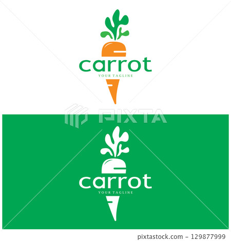 Carrot Illustration Creative Design Carrot Agricultural Product Logo Icon, Carrot Processing,vegan food, Farmers Market,Vector 129877999