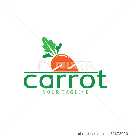 Carrot Illustration Creative Design Carrot Agricultural Product Logo Icon, Carrot Processing,vegan food, Farmers Market,Vector 129878020