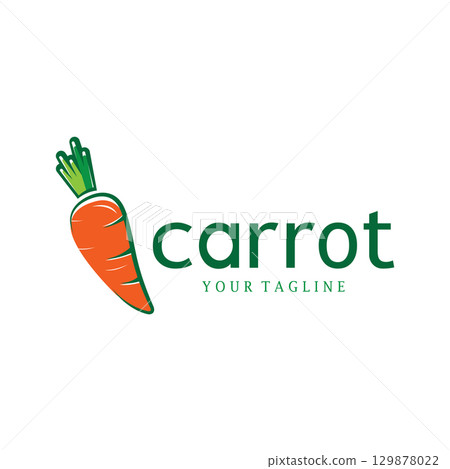Carrot Illustration Creative Design Carrot Agricultural Product Logo Icon, Carrot Processing,vegan food, Farmers Market,Vector 129878022